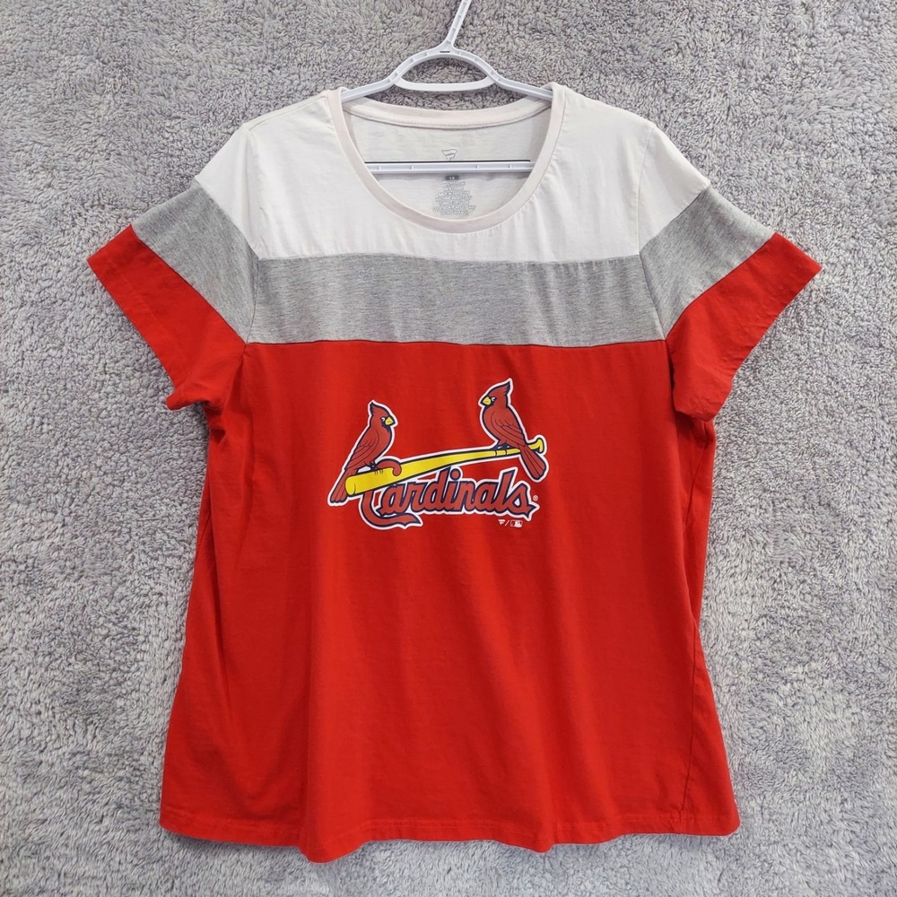 Fanatics St. Louis Cardinals T-Shirt Womens 1X Red Colorblock Graphic MLB Tee